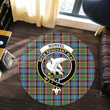 Norvel Tartan Round Rug with Family Crest Premium Round Rug - Tartan Vibes Clothing