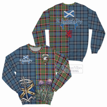 Norvel Tartan Sweatshirt Happy St. Andrew's Day Half Tartan Style Unisex - Tartan Vibes Clothing