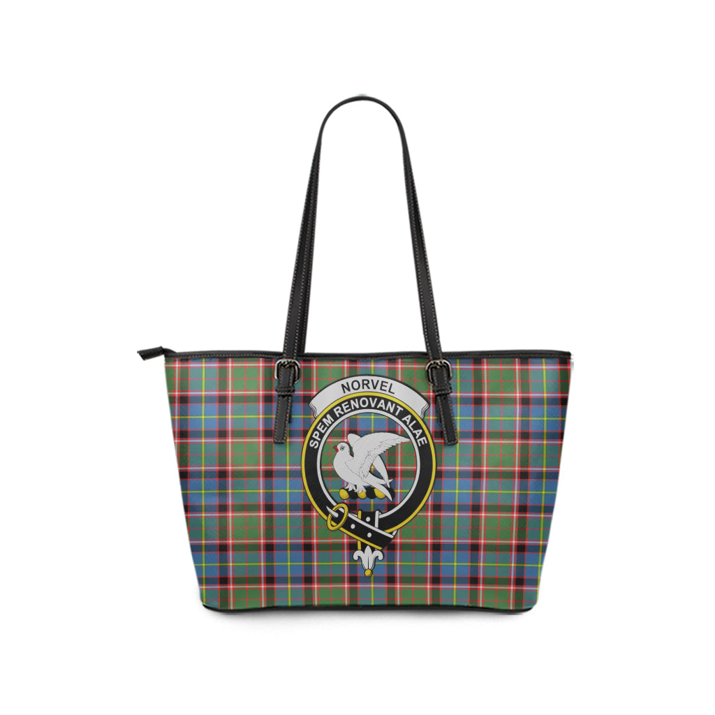 Norvel Tartan Leather Tote Bag with Family Crest - Tartan Vibes Clothing