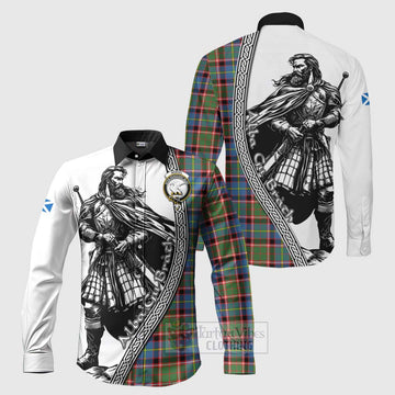 Norvel Tartan Clan Crest Long Sleeve Button Shirt with Highlander Warrior Celtic Style Men's Shirt S - Tartan Vibes Clothing