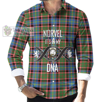 Norvel Tartan Long Sleeve Button Shirt with Family Crest DNA In Me Style Men's Shirt S - Tartanvibesclothing Shop