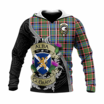 Norvel Tartan Family Crest Knitted Hoodie Lion Rampant Royal Thistle Shield Celtic Inspired Unisex Knitted Pullover Hoodie - Tartan Vibes Clothing