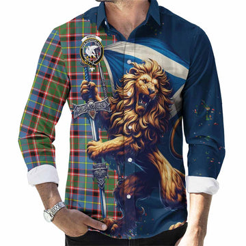 Norvel Tartan Family Crest Long Sleeve Button Shirt with Scottish Majestic Lion Men's Shirt S - Tartan Vibes Clothing