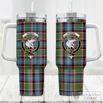 Norvel Tartan Tumbler with Handle with Family Crest One Size 40 OZ - Tartan Vibes Clothing