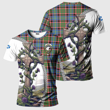 Norvel Tartan T-Shirt with Family Crest and St. Andrew's Cross Accented by Thistle Vines Kid's Shirt - Tartan Vibes Clothing