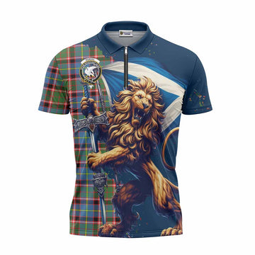 Norvel Tartan Family Crest Zipper Polo Shirt with Scottish Majestic Lion Unisex - Tartan Vibes Clothing