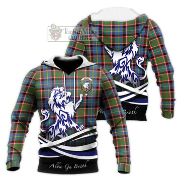 Norvel Tartan Knitted Hoodie with Alba Gu Brath Regal Lion Emblem Unisex Knitted Pullover Hoodie - Tartan Vibes Clothing