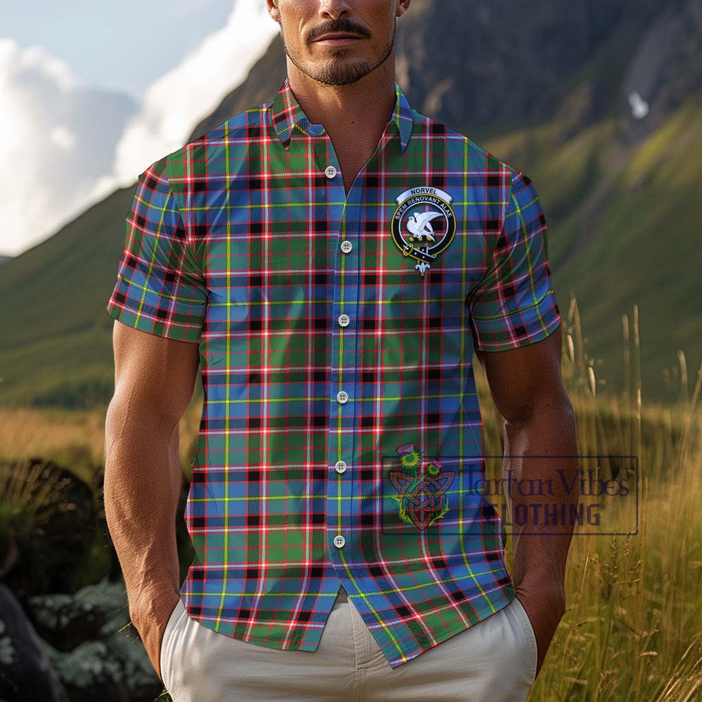 Norvel Tartan Cotton Hawaiian Shirt with Family Crest Kid - Tartan Vibes Clothing