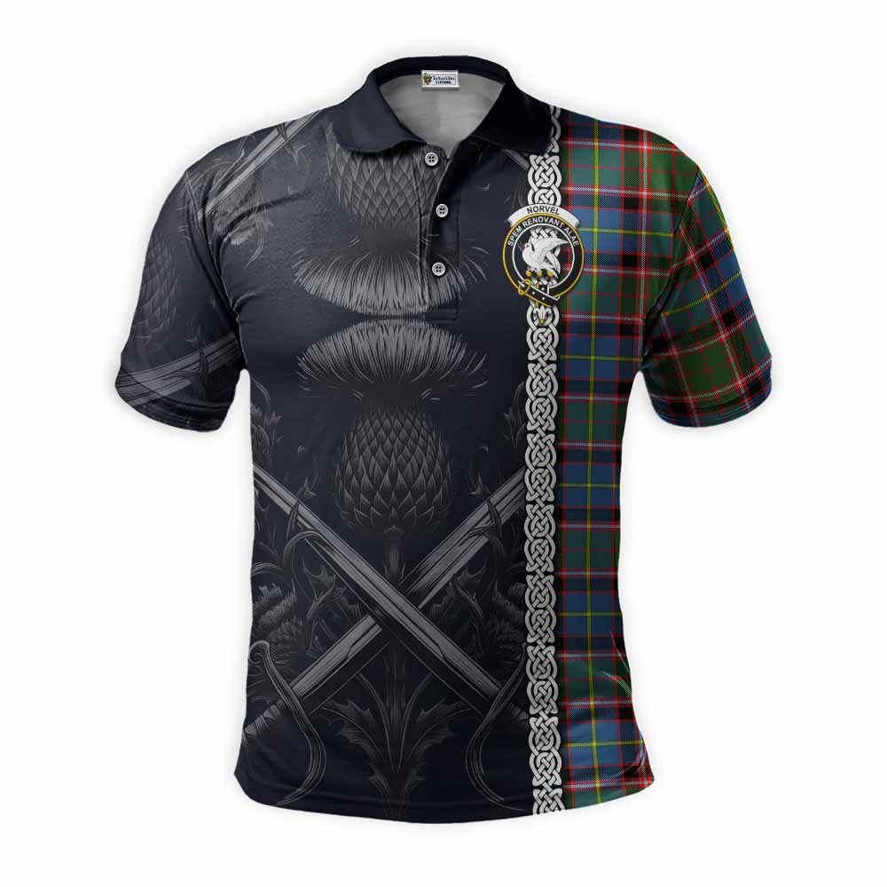 Norvel Tartan Polo Shirt with Family Crest Cross Sword Thistle Celtic Vibes Kid - Tartan Vibes Clothing