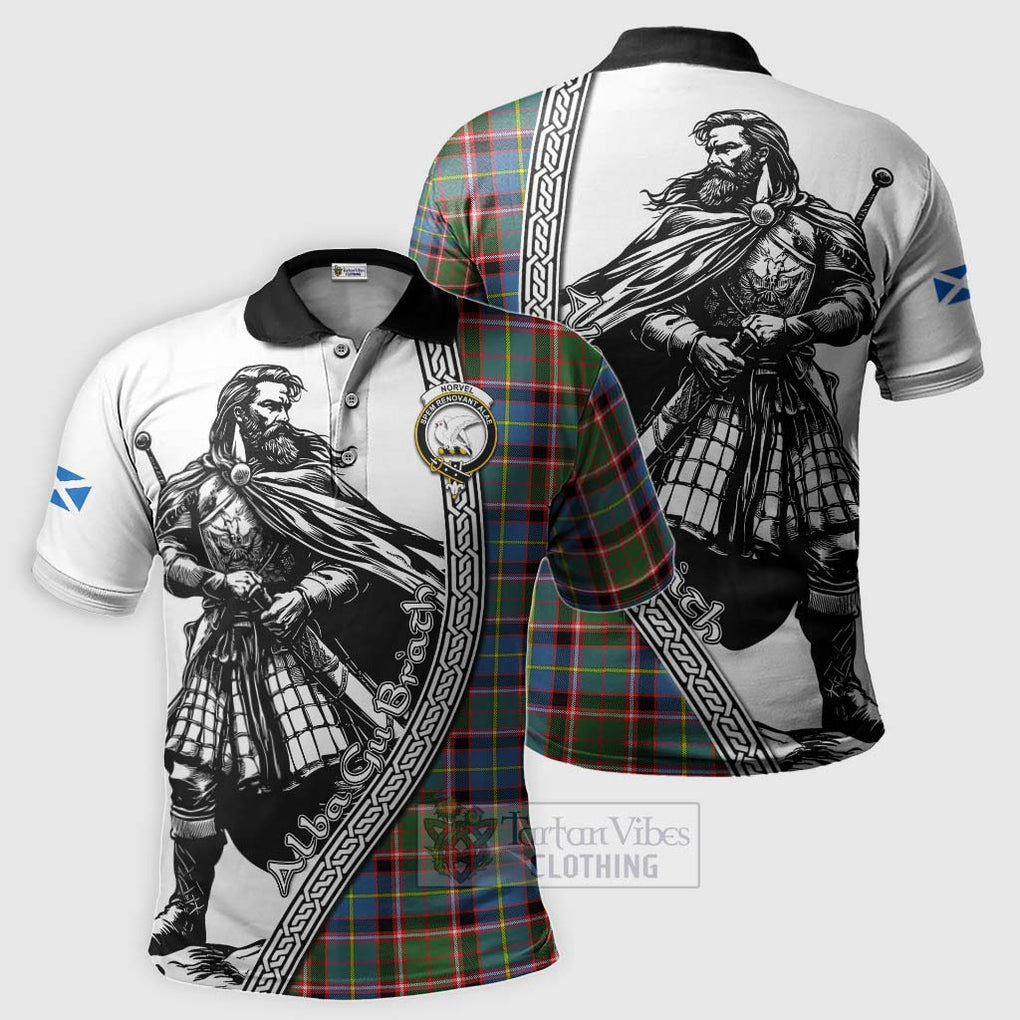 Norvel Tartan Clan Crest Polo Shirt with Highlander Warrior Celtic Style Kid - Tartan Vibes Clothing