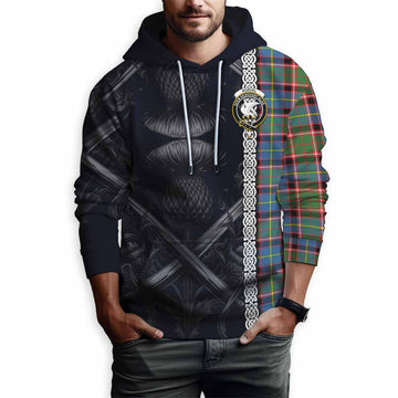 Norvel Tartan Hoodie with Family Crest Cross Sword Thistle Celtic Vibes Pullover Hoodie - Tartan Vibes Clothing