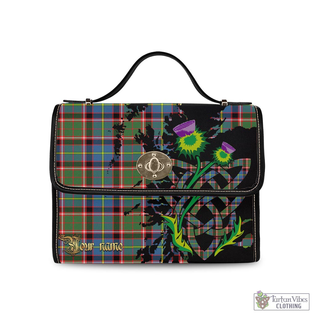 Tartan Vibes Clothing Norvel Tartan Waterproof Canvas Bag with Scotland Map and Thistle Celtic Accents
