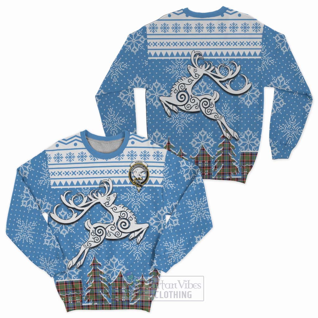Norvel Clan Christmas Sweatshirt Celtic Reindeer Style Unisex - Tartan Vibes Clothing