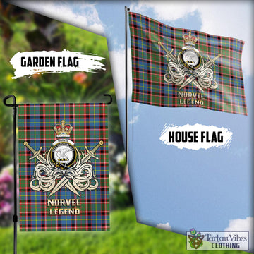 Norvel Tartan Flag with Clan Crest and the Golden Sword of Courageous Legacy
