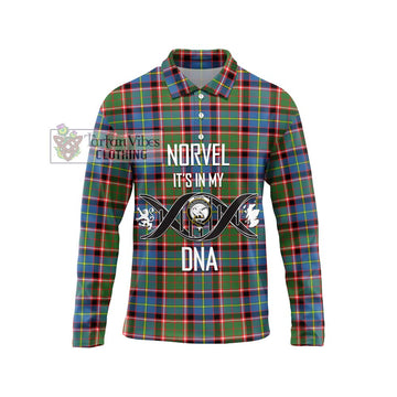 Norvel Tartan Long Sleeve Polo Shirt with Family Crest DNA In Me Style Unisex - Tartan Vibes Clothing