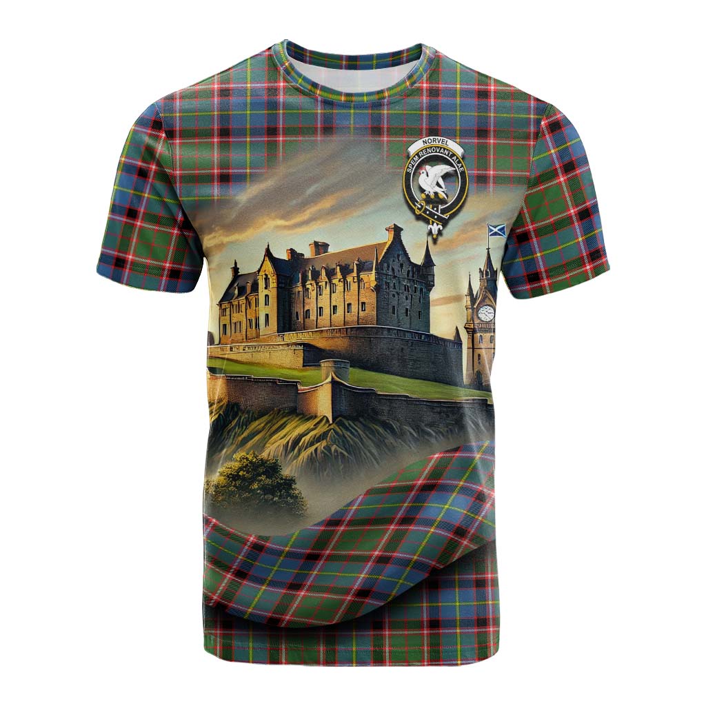 Norvel Tartan Family Crest Cotton T-shirt with Scottish Ancient Castle Style Kid's Shirt - Tartan Vibes Clothing