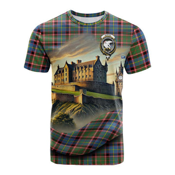 Tartan Vibes Clothing Norvel Tartan Family Crest Cotton T-shirt with Scottish Ancient Castle Style