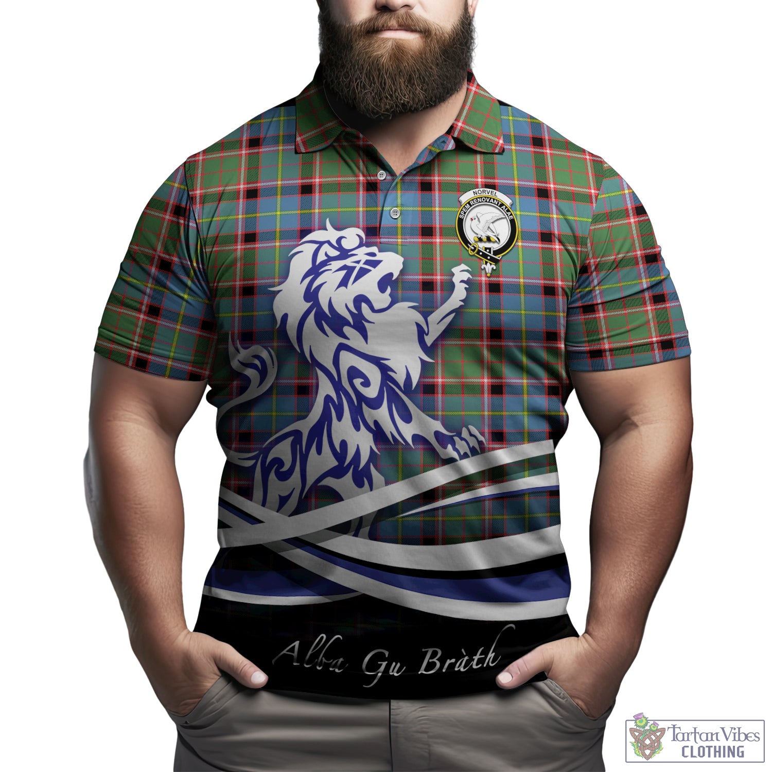 Norvel Tartan Polo Shirt with Alba Gu Brath Regal Lion Emblem Kid - Tartan Vibes Clothing