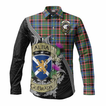 Norvel Tartan Family Crest Long Sleeve Button Shirt Lion Rampant Royal Thistle Shield Celtic Inspired Men's Shirt S - Tartan Vibes Clothing