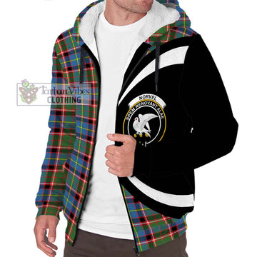 Norvel Tartan Sherpa Hoodie with Family Crest Circle Style Unisex S - Tartan Vibes Clothing