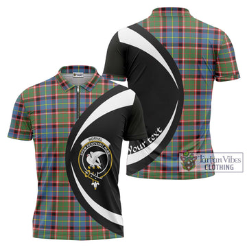 Norvel Tartan Zipper Polo Shirt with Family Crest Circle Style Unisex - Tartan Vibes Clothing