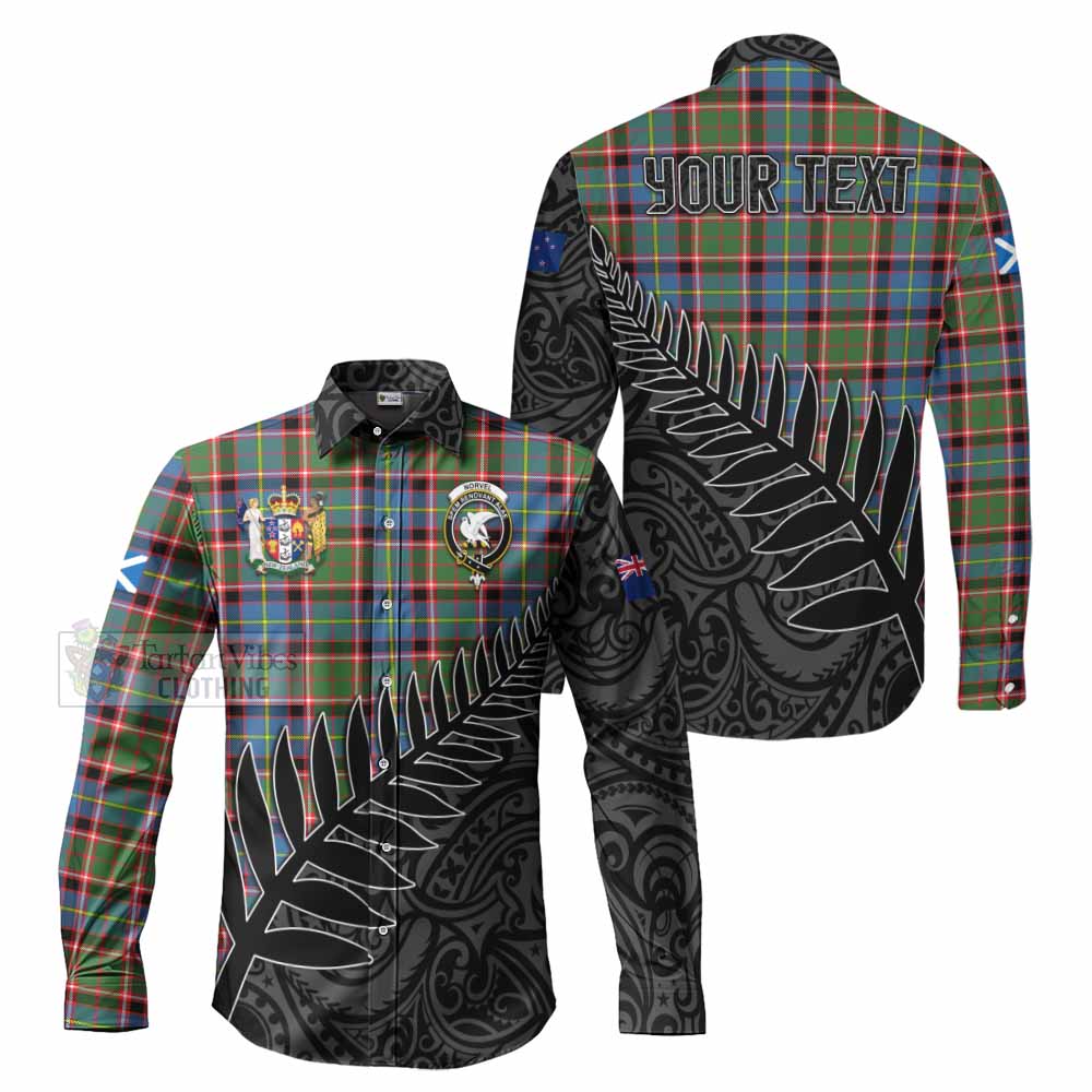Norvel Crest Tartan Long Sleeve Button Shirt with New Zealand Silver Fern Half Style Men's Shirt S - Tartan Vibes Clothing