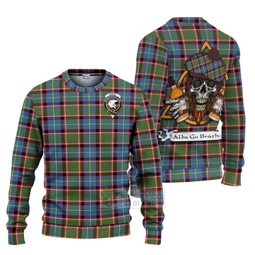 Norvel Tartan Ugly Sweater with Family Crest and Bearded Skull Holding Bottles of Whiskey Unisex - Tartan Vibes Clothing