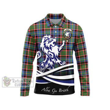 Norvel Tartan Long Sleeve Polo Shirt with Alba Gu Brath Regal Lion Emblem Unisex - Tartan Vibes Clothing
