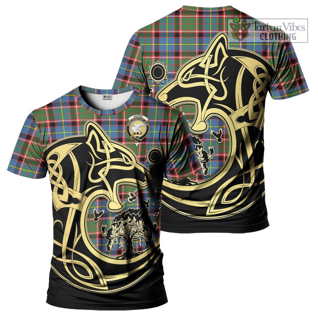 Norvel Tartan T-Shirt with Family Crest Celtic Wolf Style Kid's Shirt - Tartan Vibes Clothing