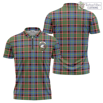 Norvel Tartan Zipper Polo Shirt with Family Crest - Tartan Vibes Clothing