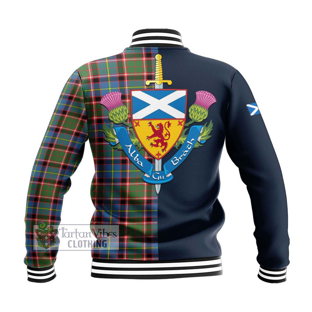 Norvel Tartan Baseball Jacket Alba with Scottish Lion Royal Arm Half Style - Tartan Vibes Clothing