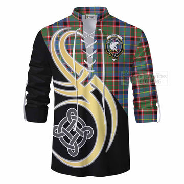 Norvel Tartan Ghillie Kilt Shirt with Family Crest and Celtic Symbol Style - Tartan Vibes Clothing