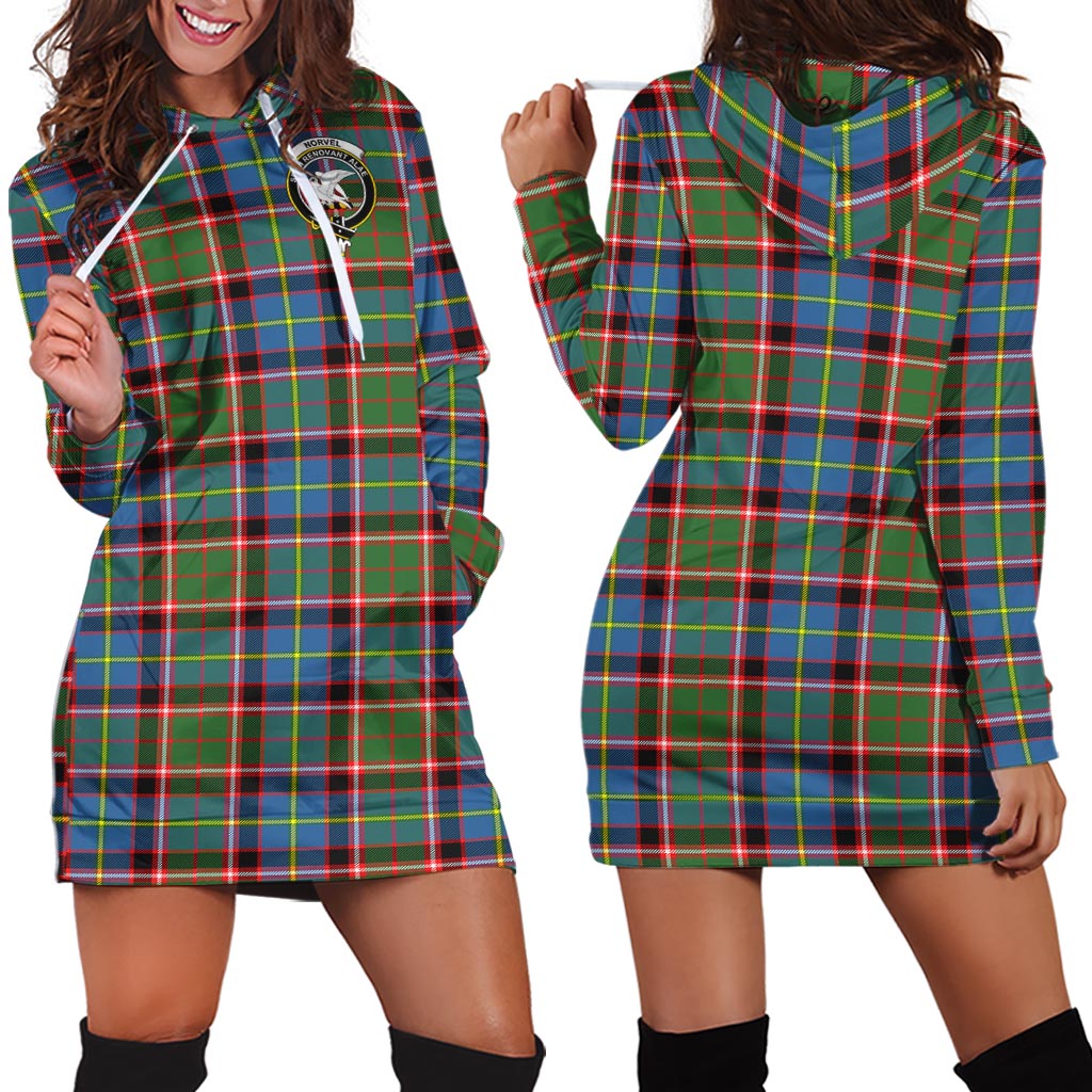 Norvel Tartan Hoodie Dress with Family Crest - Tartan Vibes Clothing