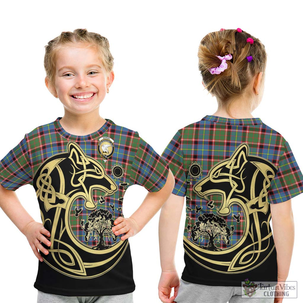 Norvel Tartan Kid T-Shirt with Family Crest Celtic Wolf Style - Tartan Vibes Clothing