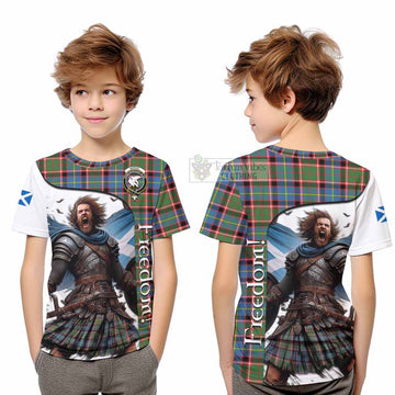 Tartan Vibes Clothing Norvel Crest Tartan Kid T-Shirt Inspired by the Freedom of Scottish Warrior