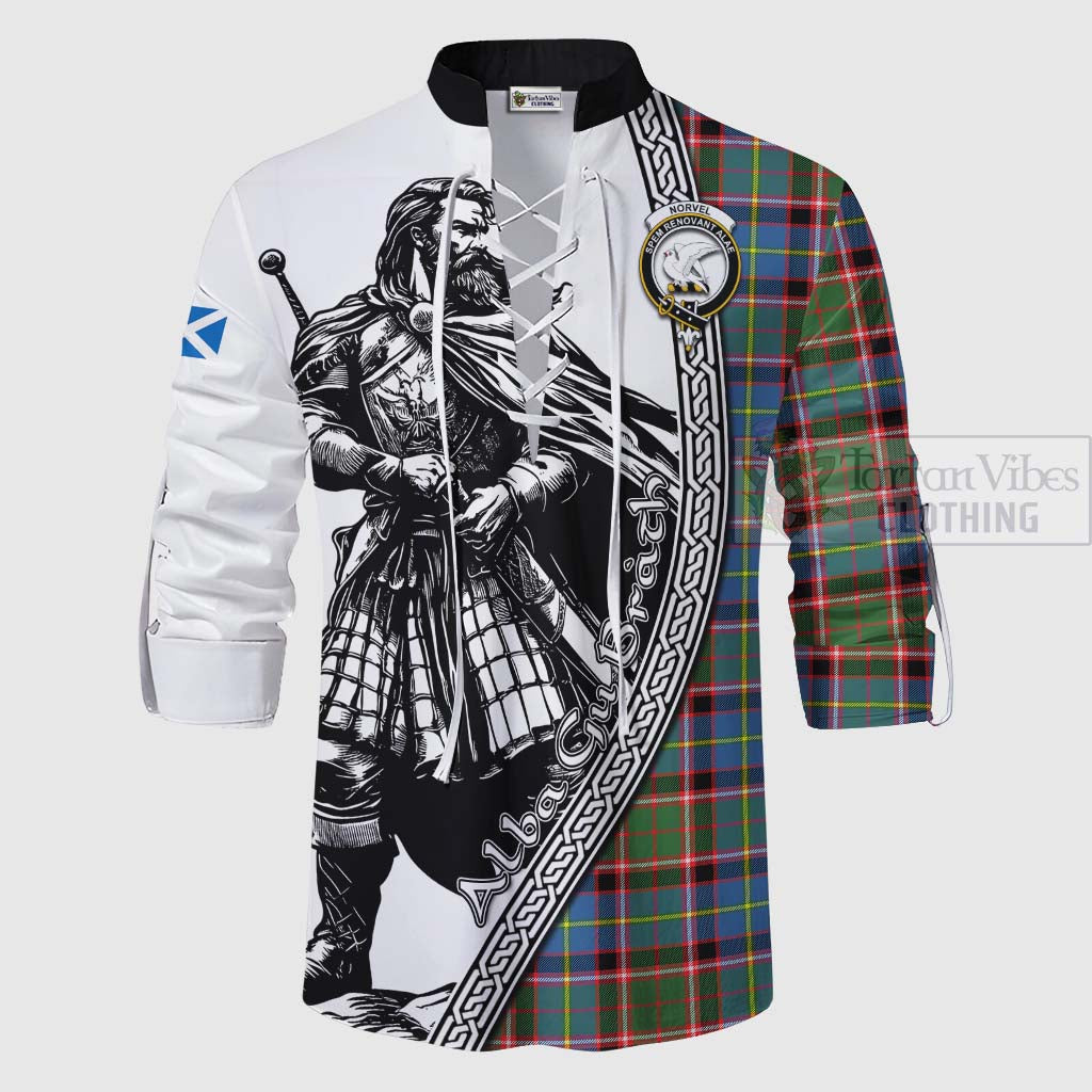 Norvel Tartan Clan Crest Ghillie Kilt Shirt with Highlander Warrior Celtic Style - Tartan Vibes Clothing