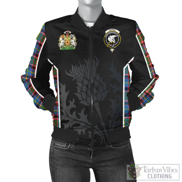 Norvel Tartan Bomber Jacket with Family Crest and Scottish Thistle Vibes Sport Style