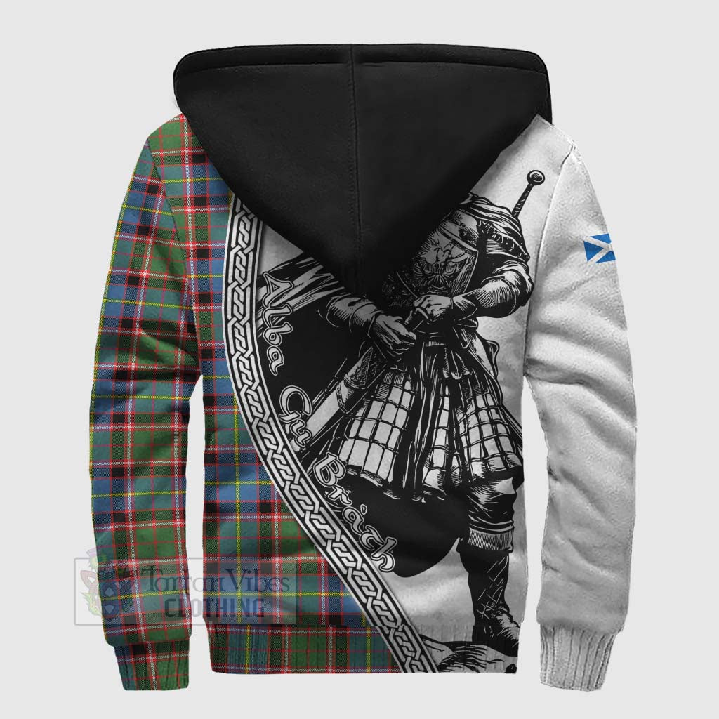 Norvel Tartan Clan Crest Sherpa Hoodie with Highlander Warrior Celtic Style - Tartan Vibes Clothing