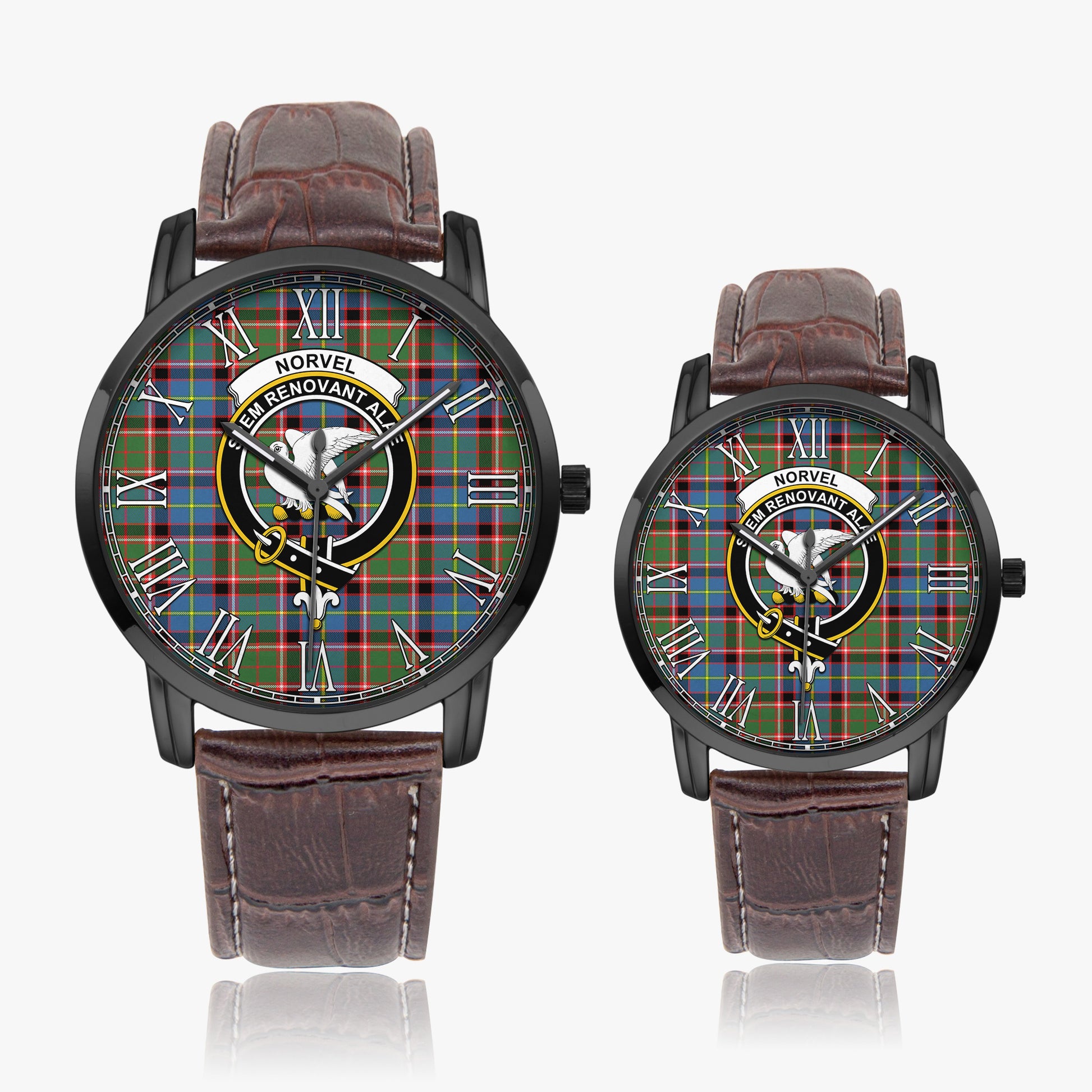 Norvel Tartan Family Crest Leather Strap Quartz Watch - Tartan Vibes Clothing