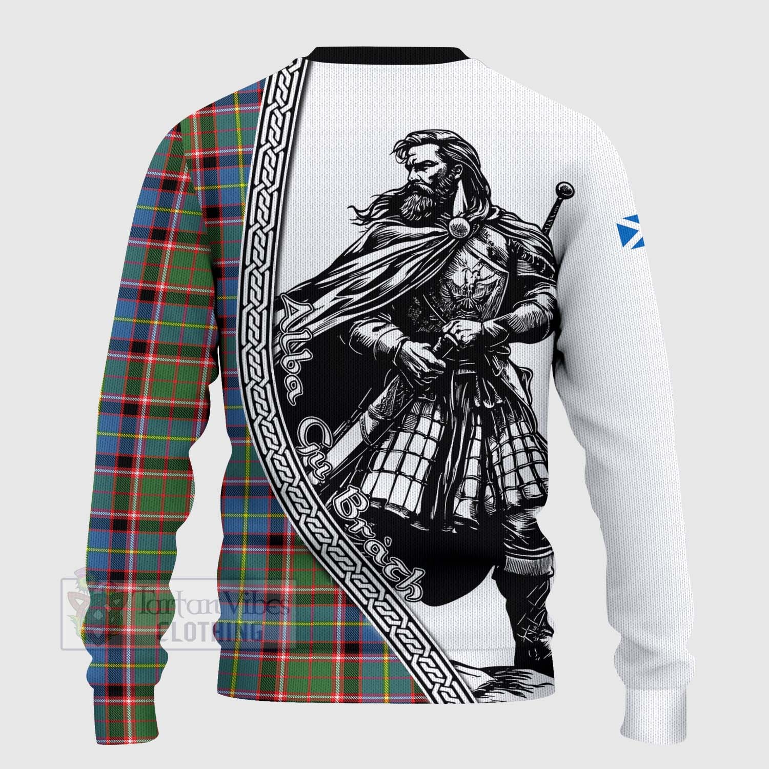 Norvel Tartan Clan Crest Knitted Sweater with Highlander Warrior Celtic Style - Tartan Vibes Clothing