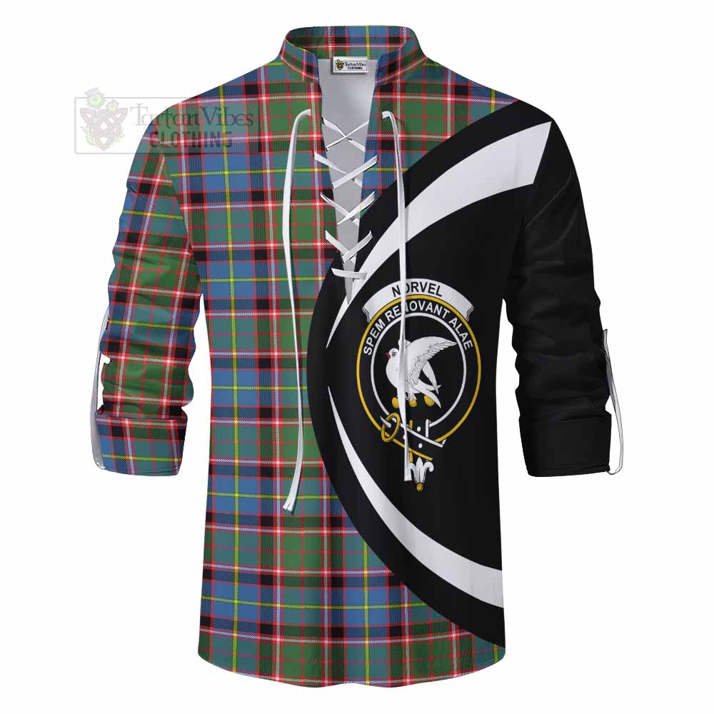Norvel Tartan Ghillie Kilt Shirt with Family Crest Circle Style - Tartan Vibes Clothing