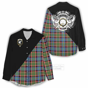Norvel Tartan Women's Casual Shirt with Family Crest and Military Logo Style - Tartan Vibes Clothing