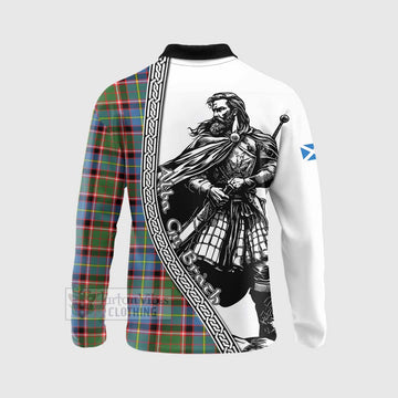 Norvel Tartan Clan Crest Long Sleeve Polo Shirt with Highlander Warrior Celtic Style - Tartan Vibes Clothing