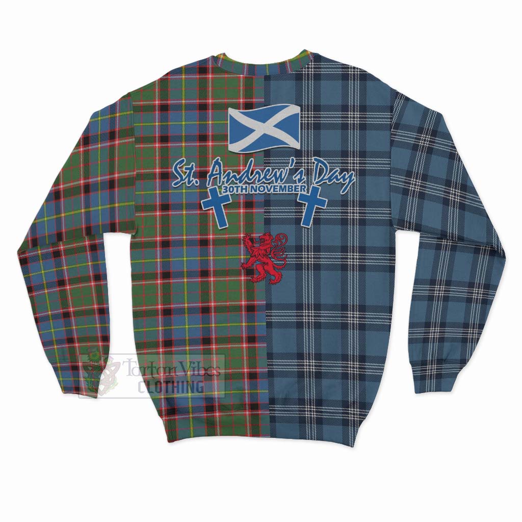 Norvel Tartan Sweatshirt Happy St. Andrew's Day Half Tartan Style - Tartan Vibes Clothing