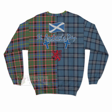 Norvel Tartan Sweatshirt Happy St. Andrew's Day Half Tartan Style - Tartan Vibes Clothing
