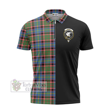 Norvel Tartan Zipper Polo Shirt with Family Crest and Half Of Me Style - Tartan Vibes Clothing