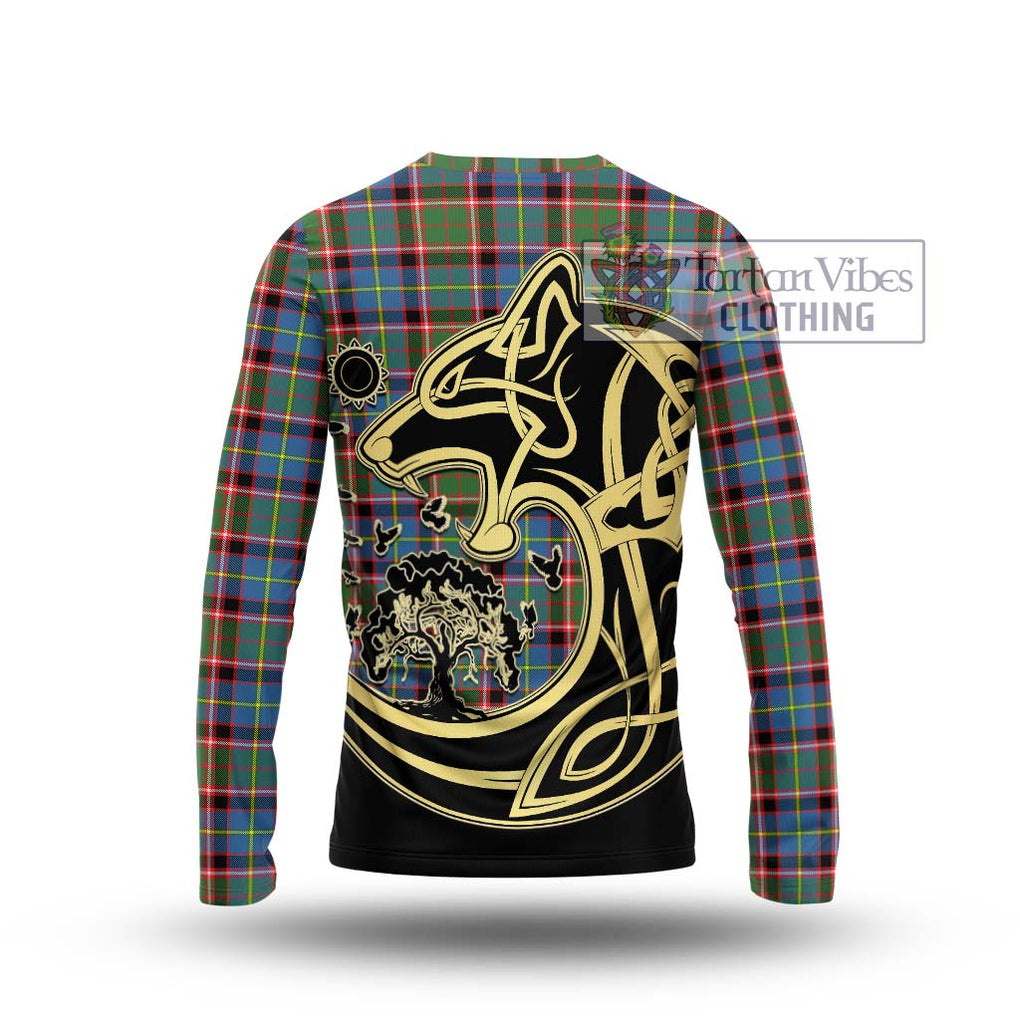 Norvel Tartan Long Sleeve T-Shirt with Family Crest Celtic Wolf Style - Tartan Vibes Clothing