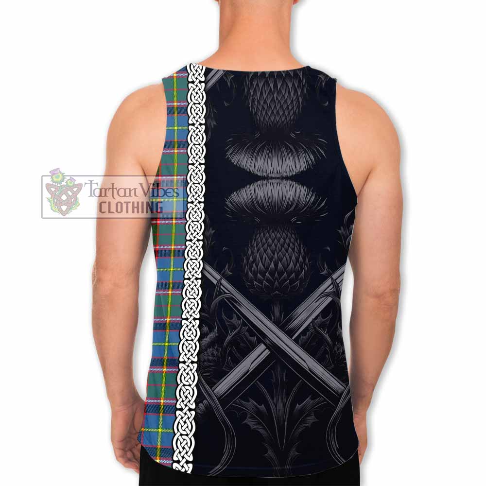 Norvel Tartan Men's Tank Top with Family Crest Cross Sword Thistle Celtic Vibes - Tartan Vibes Clothing