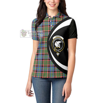 Norvel Tartan Women's Polo Shirt with Family Crest Circle Style - Tartan Vibes Clothing