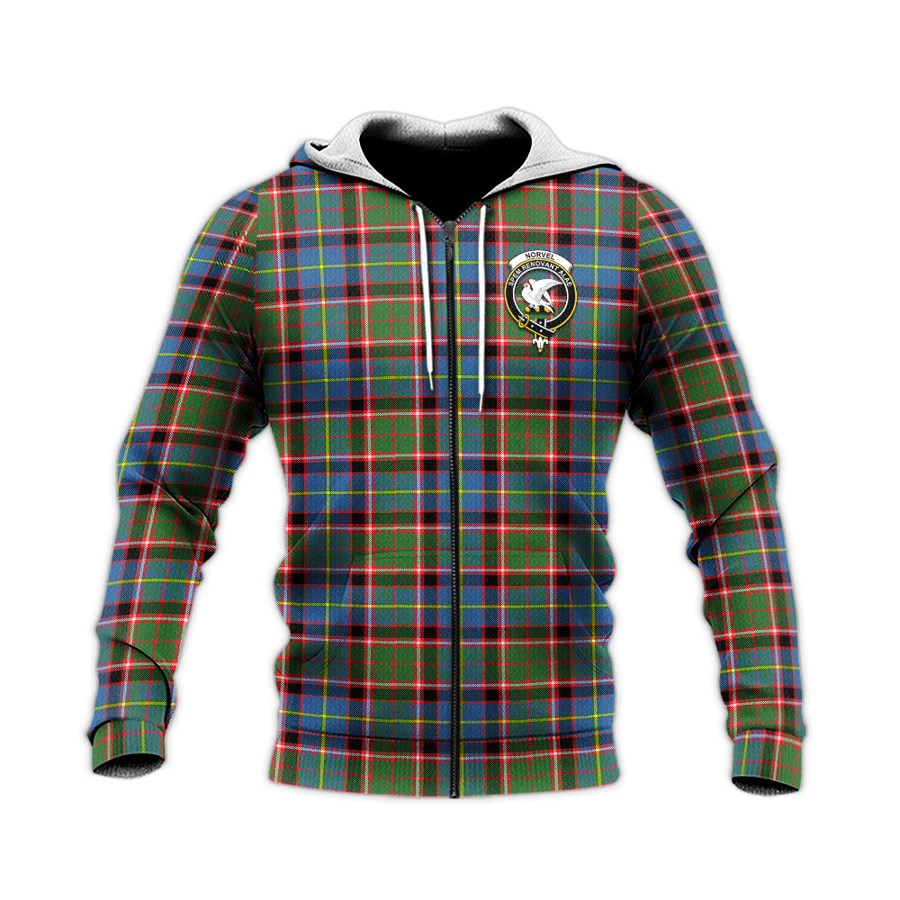 Norvel Tartan Knitted Hoodie with Family Crest Unisex Knitted Zip Hoodie - Tartan Vibes Clothing